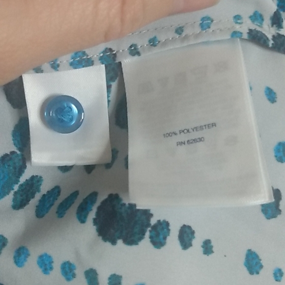 Land's End Outfitters Long Tab Sleeve Top AT&T Logo Blue Gray Pattern size US 4 - Picture 13 of 15